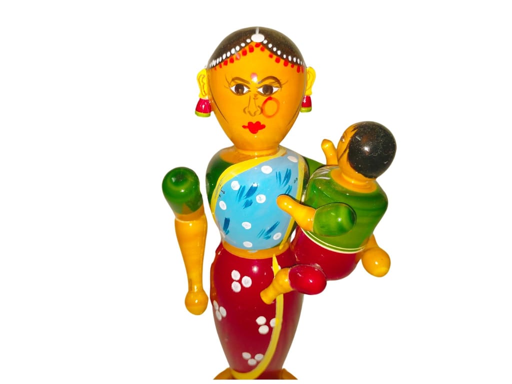 Etikoppaka HandiCrafts Wooden Mother and Child view 2
