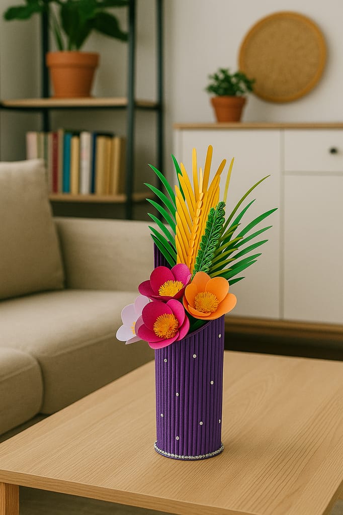 Handmade Paper Flower Vase Decoration view 2
