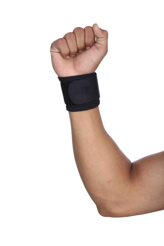 EZYFIT Wrist Support Band with Velcro, Sport Wrist Wrap for Wrist Pain Relief, One Size Fits Most - Black view 2