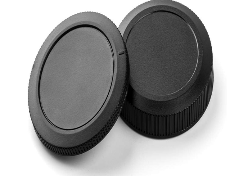 Hanumex® RF Mount Rear Body Cap - Ultimate Black Cap Set for Canon EOS R Series: Lens Rear Cap, Camera Body Cap, and Lens Cover view 2