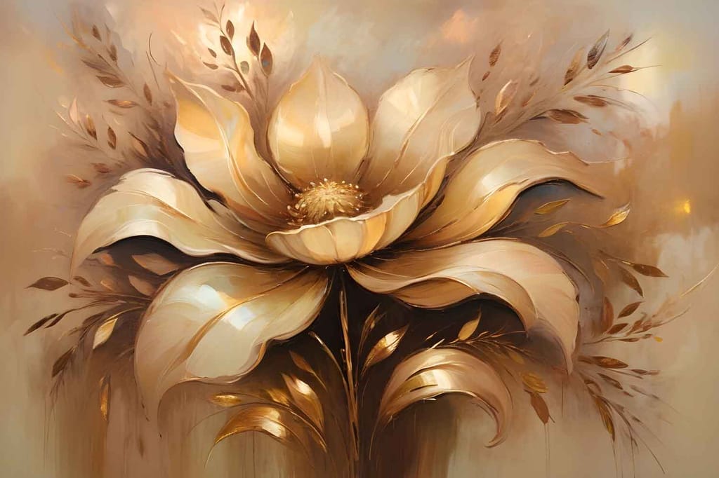 GOLDEN BLOOM LOTUS 24in X 16in WITH BLACK FRAME view 2