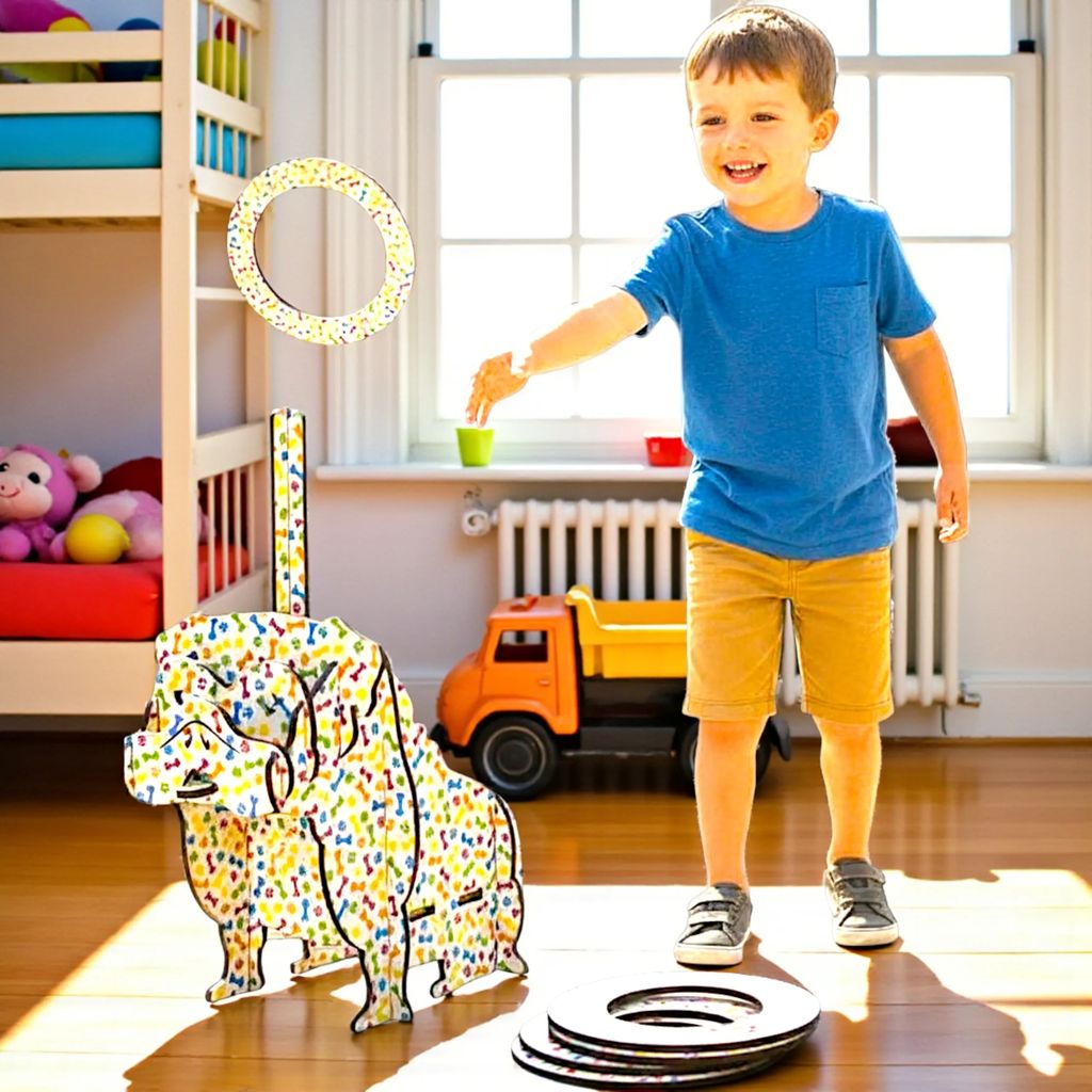 Ring Toss Game DIY Puppy Shape – Build and Play Wooden Ring Toss Game for Kids Fun and Skill Development view 2