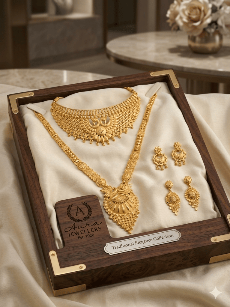 Traditional Elegance Collection Indian Bridal Gold Necklace Combo Set view 2