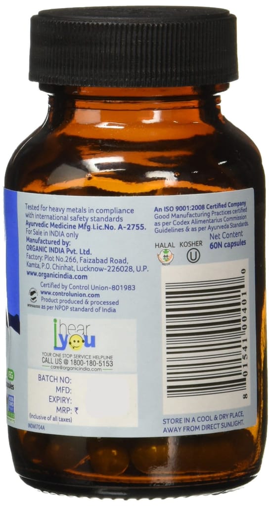 Organic India Bowelcare - 60 Capsules Bottle view 2
