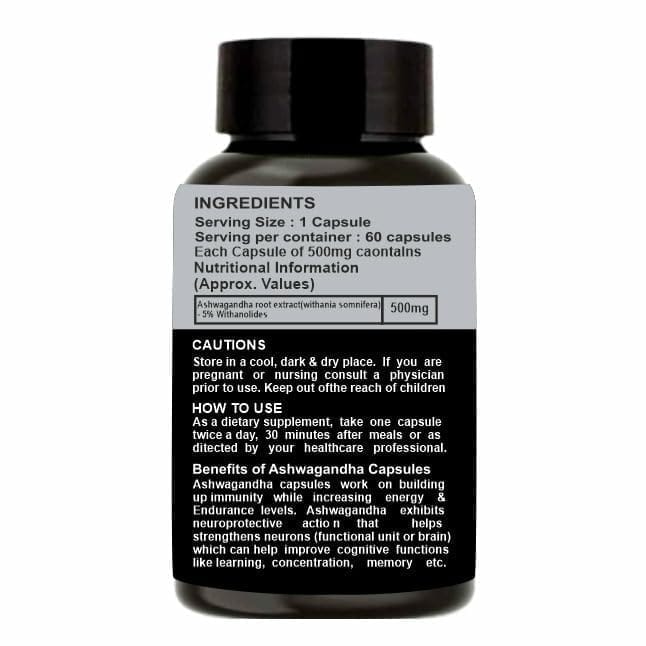 EARTH KING Ashwagandha Capsule for Men & Women - 500mg 60 Capsules (Pack of 2) view 2
