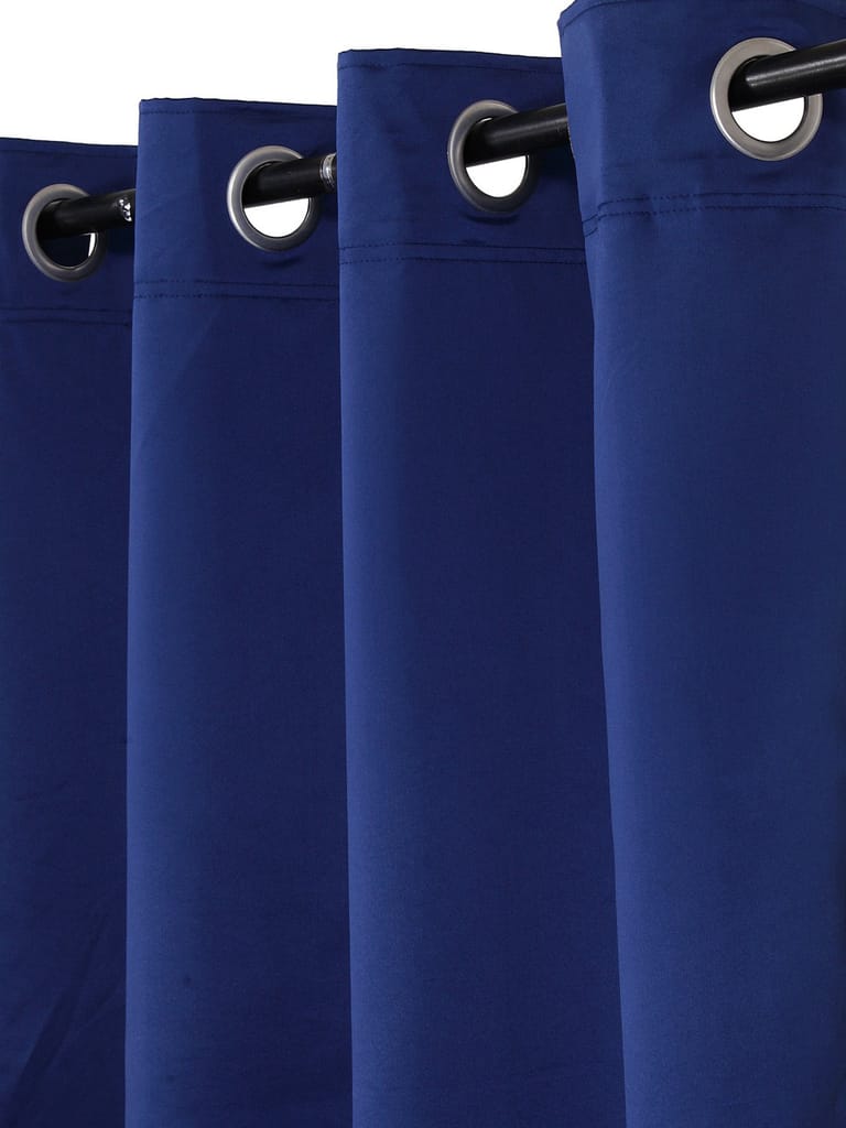 Omkar by R3 Inc. Thick Solid Blackout 9 feet Door Eyelet Curtain I Block Sunlight I Room Darkening, Wrinkle Free, Noise Reduction, Fade Resistant, Balance Temperature Set of 2 (Solid Curtain Blue) view 2