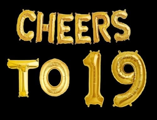 Partyzon Gold Cheers to Birthday Foil Balloon Combo Party Decoration for Anniversary Celebration 16 Inches view 2