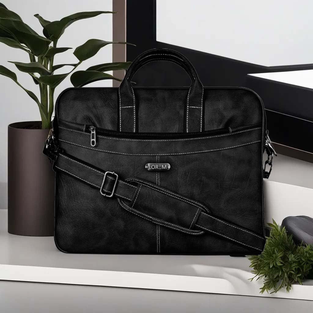 LOREM Tan Color Faux Leather 10L Laptop Messenger Bag For Men & Women BG14 view 2