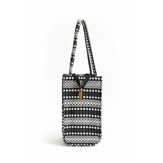 Monochrome Dot Stripe Handcrafted Fabric Tote Bag view 2