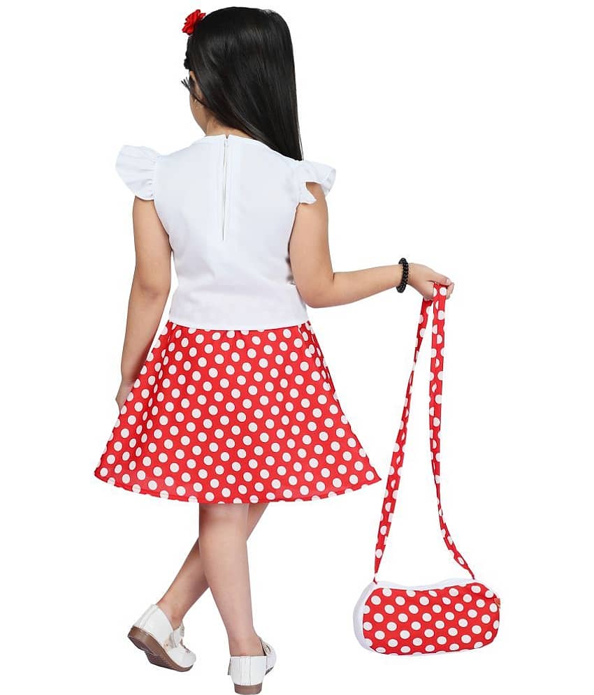 M.MONGELA DRESSES Cotton Blend Fit And Flare Dress For Girls ( Pack of 1 , Red ) view 2