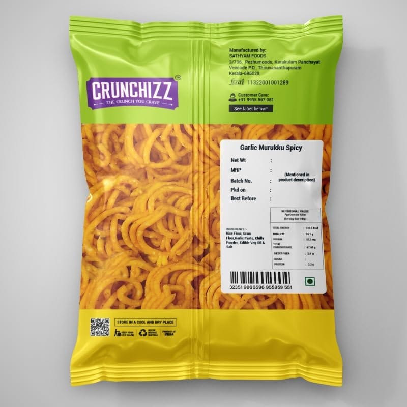 CRUNCHIZZ Snacks - Get 4 at the Price of 3 - 1 Pack FREE Offers I Authentic Kerala CHAKLI/MURUKKU I Traditional South Indian Recipe I No Artificial Additives I Crispy & Crunchy I 4 PACK COMBO I 150 Grams Each I view 2