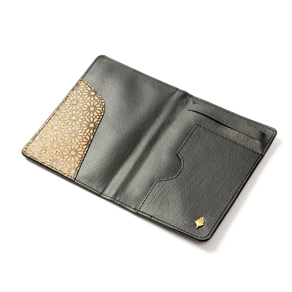 Sustainable Vegan Leather Passport Holder - Black view 2