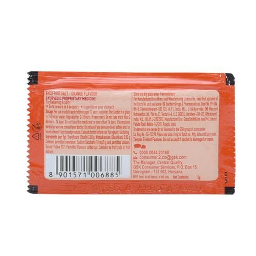 Eno Fruit Salt - Orange Flavor, 5 gm Pouch view 2
