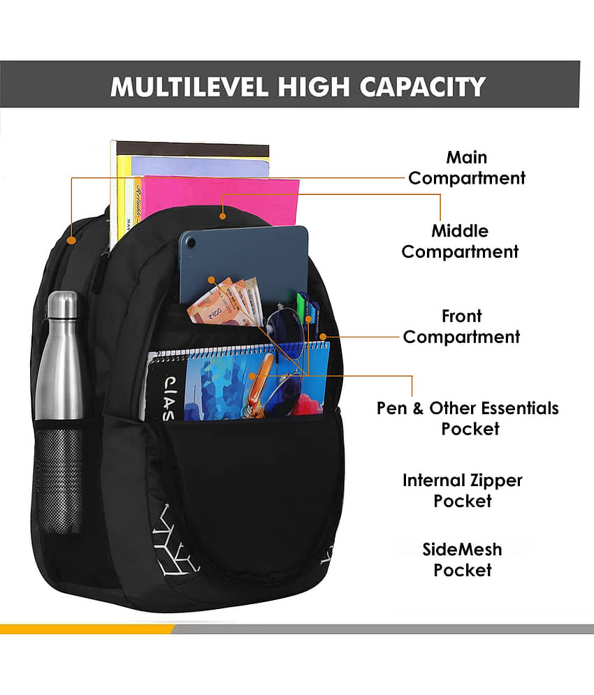 Kyros Black Polyester Backpack ( 40 Ltrs ) view 2