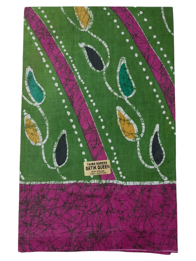 Pure cotton traditional Tie and Dye Madurai wax batik printed saree with blouse piece.