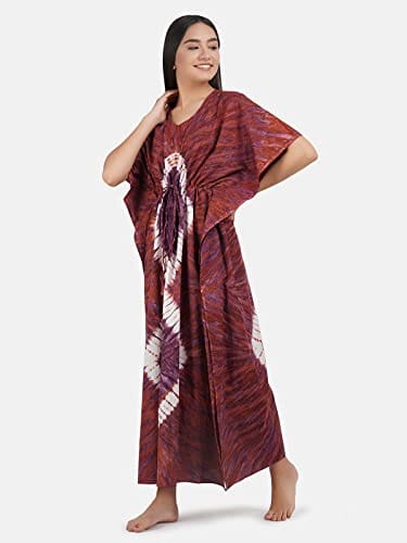 KOI SLEEPWEAR Premium Women Pure Cotton Tie and Dye Kaftan Nightdress (Free Size) view 2
