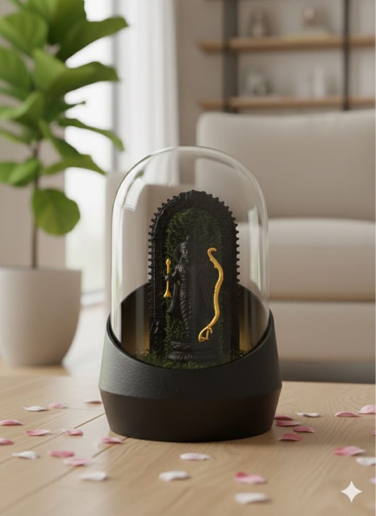 Divine Ram lalla Glass Dome Decor with Moss Base