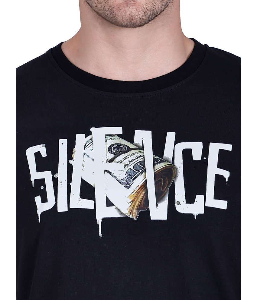 life dream Cotton Blend Regular Fit Printed Half Sleeves Men's Round T-Shirt - Black ( Pack of 1 ) view 2