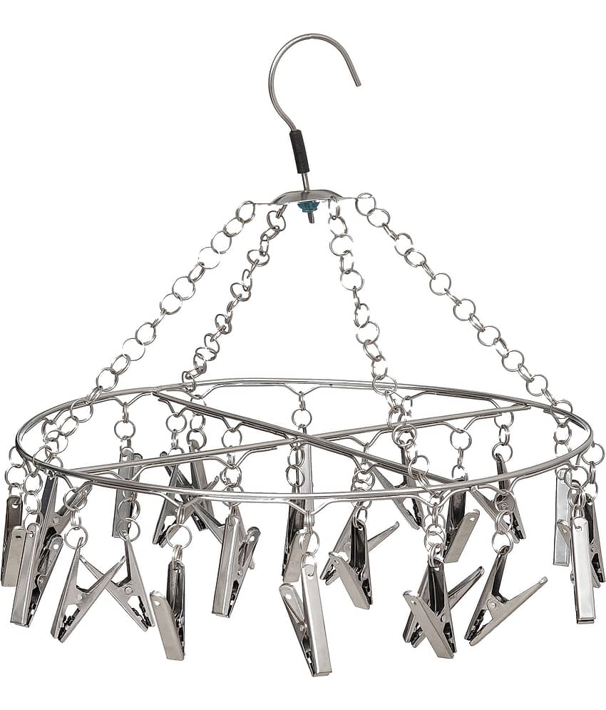 Fashion Bizz 25 Pegs Hanging Cloth Dryer Hanger / Baby Cloths Hanger Stainless Steel Cloth Clips (Steel) view 2