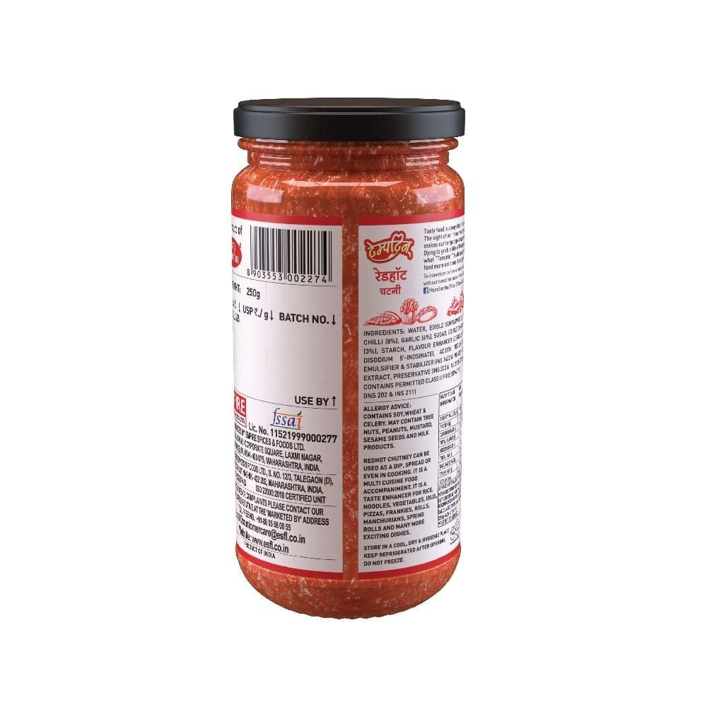 Temptin RedHot Chutney Glass Bottle 240G x 4 (Pack of 4) | Spicy, Tangy & Flavorful Chutney for Snacks, Meals | and More | Perfect Blend of Fresh Ingredients for Every Tastebud view 2