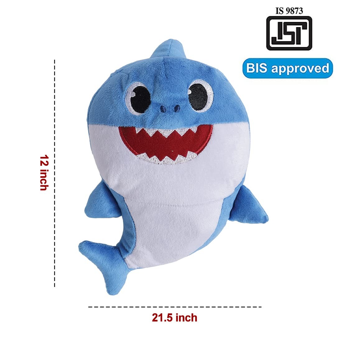 Baby Shark Plush Sing and Light up Plush Toy For Kids 1 Years and Above (Blue) view 2