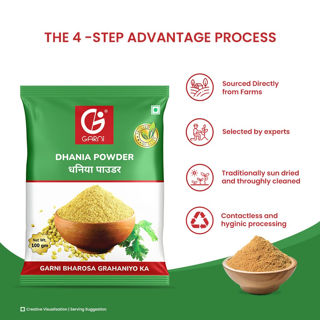 Garni Foods Triple Spice CTC Combo | Chilli Powder 200g | Turmeric Powder 200g | Coriander Powder 200g | Monthly Value Pack | 600g view 2