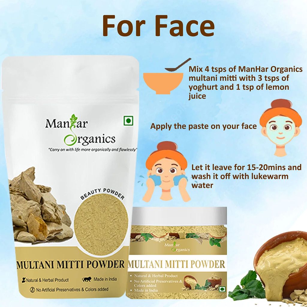ManHar Organics Multani Mitti 1KG | Pure Fuller's Earth Clay for Glowing Skin & Oil Control | Natural Face Pack for Acne & Pimples view 2