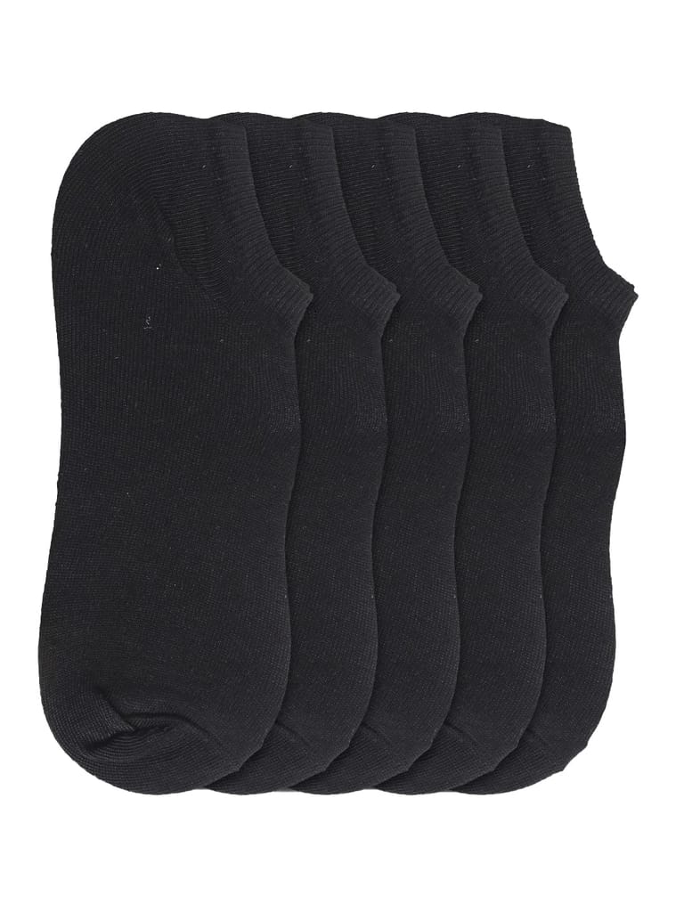Kolor Fusion Men & Women Solid Black Low Cut Ankle Length Cotton Sneaker Socks (Pack Of 5)