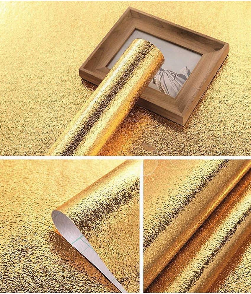 KAAF Golden Oil Proof Aluminum Foil Self Adhesive Sticker (60cm x 200cm) (Pack of 1) view 2