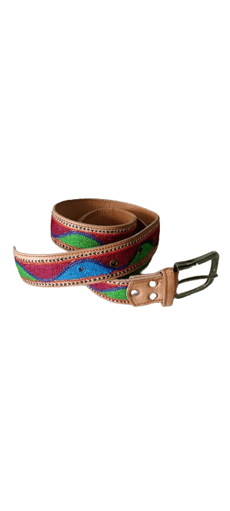Ganpati Enterprise Men's Multicolour Semi Formal Webbing Leather Belt view 2