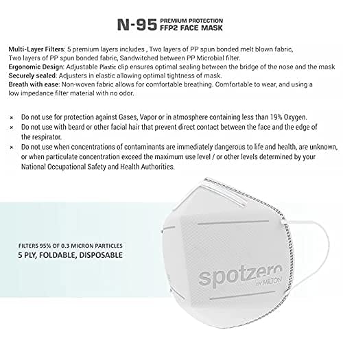 Spotzero By Milton N-95 Mask Pack of 20, White view 2