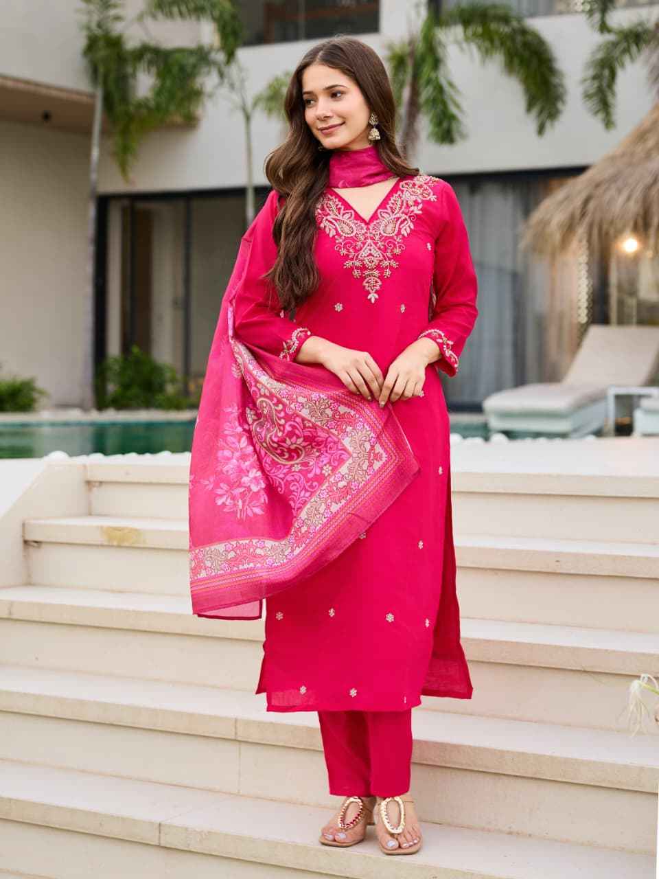 Roman Silk Embroidery Kurta Set view 2