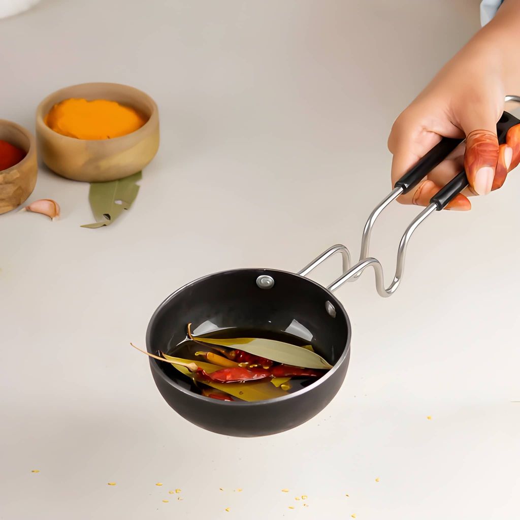 Heavy Duty Tadka Pan | Stainless Steel Tadka Pan with Long Handle | Mini Tempering Pan for Ghee, Oil, Spices & Seasoning | Small Kitchen Frying Pan for Indian Cooking (Original) view 2