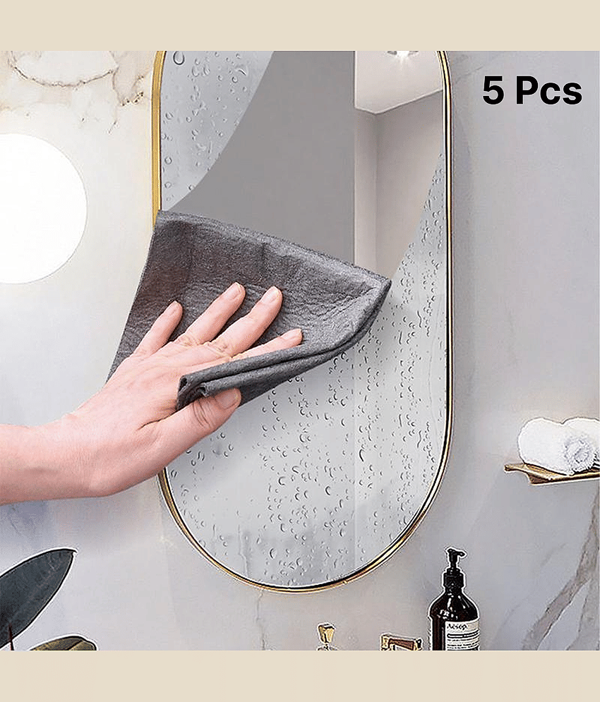 5 Pcs Microfiber Magic Cleaning Cloth Glass Wiping Rags No Trace Cleaning Dish Cloth Tableware