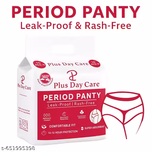 Plus Day Care Period Pant for Women | Leak Proof & Rash Free | 360° Leak Protection | Super Absorbent Disposable Period Pant | Comfortable Fit | Pack of 10 view 2