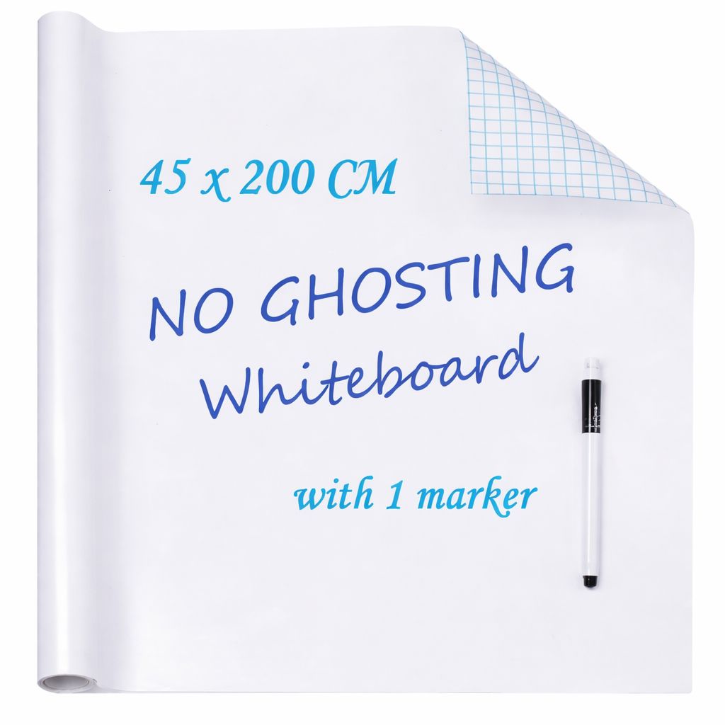 ALTYRITE Whiteboard Sticker Roll 45 x 200 cm with 12 Magnetic Dry Erase Markers | Self Adhesive White Wall Board, Reusable Writing Surface | No Ghosting for Kids, Planner, Kitchen & Office view 2