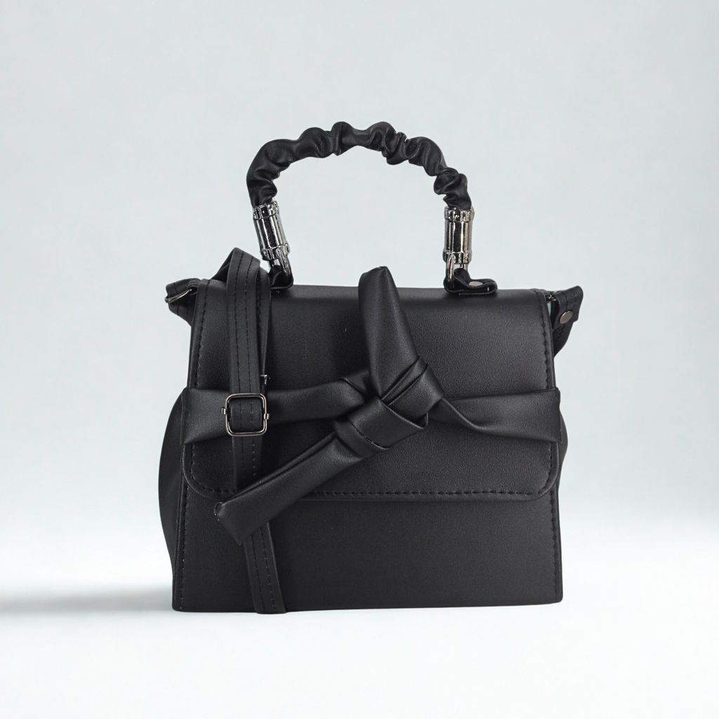Bow Detail Sling Bag | Premium PU Leather Small Handbag | Trendy Shoulder Bag for Girls & Women view 2