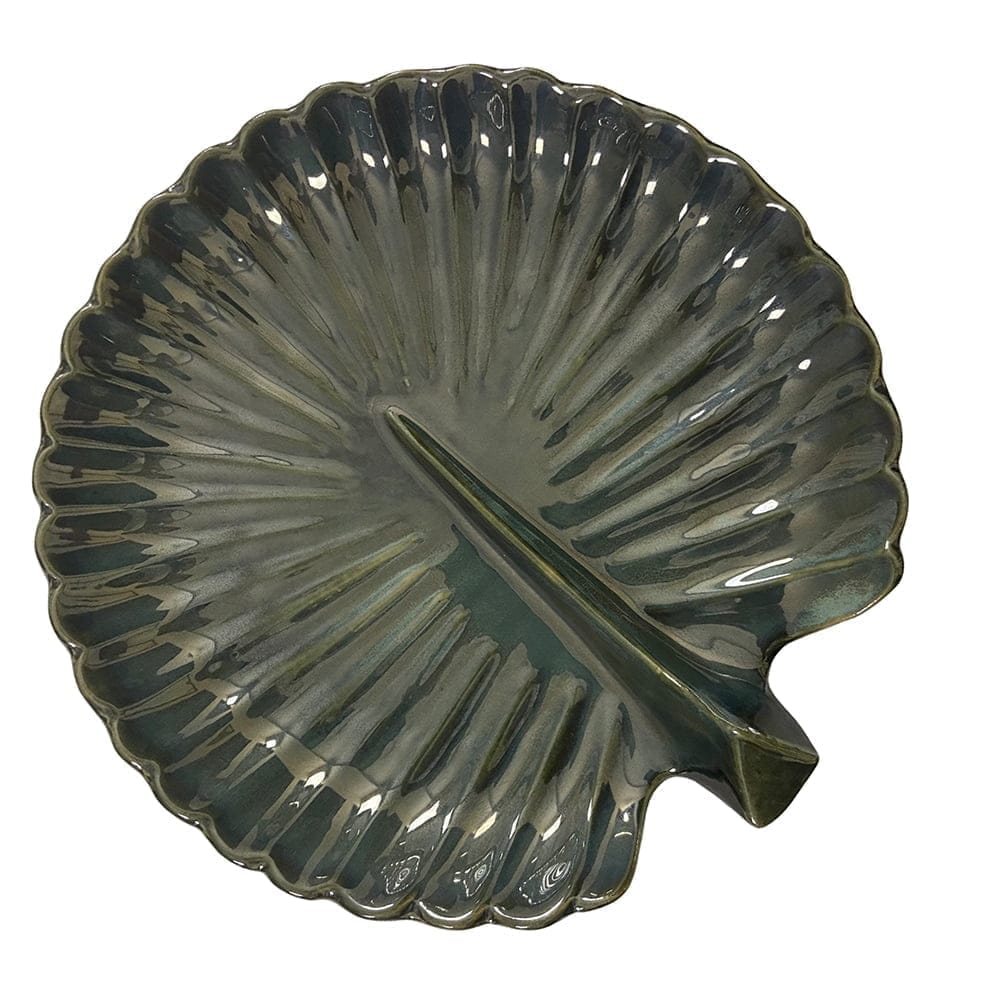 Ceramic Dining Emerald Green Handcrafted & Glazed Round Peacock Ceramic 12 Inches Serving Platter view 2