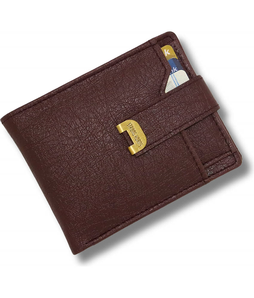 STRONG HORNS PU Self Design Men's Regular Wallet With 10 Slots For Card ( Brown , Pack of 1 ) view 2