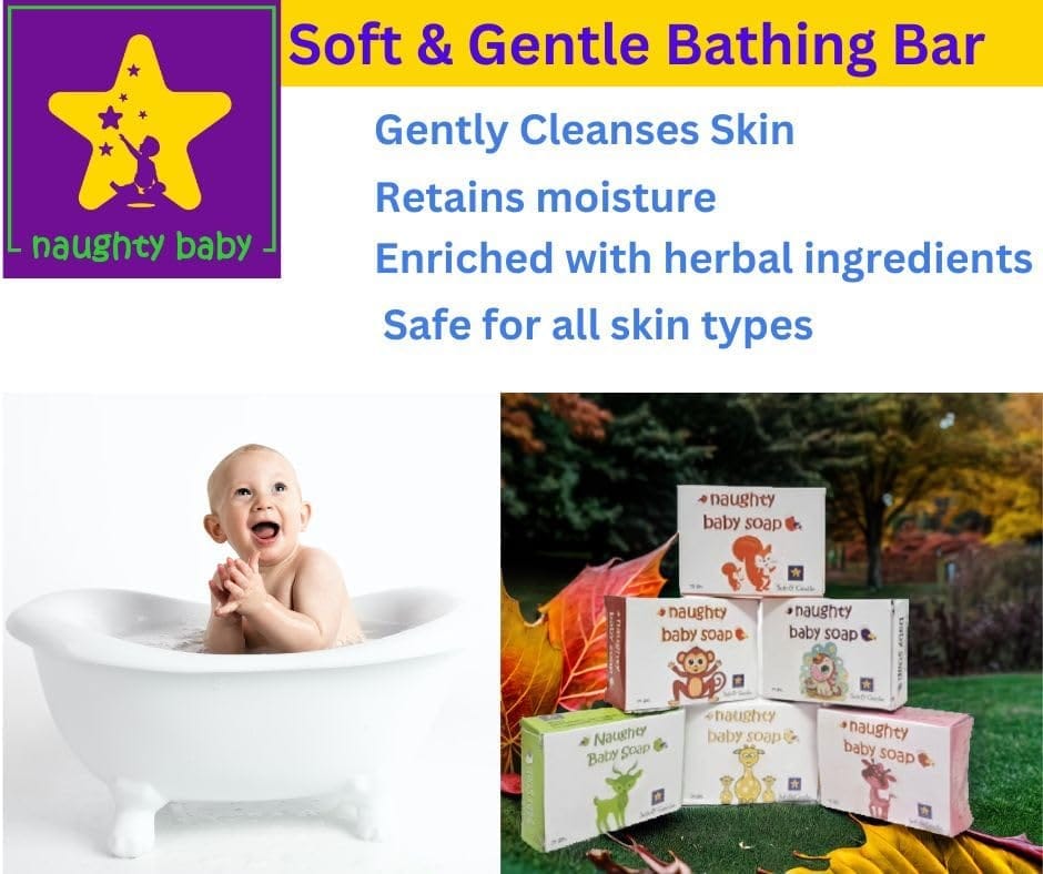 naughty baby soft & gentle Glycerin floral Scent baby soap bar with Badam Oil and Rakhta Chandan. Pack of 6x75 gm view 2