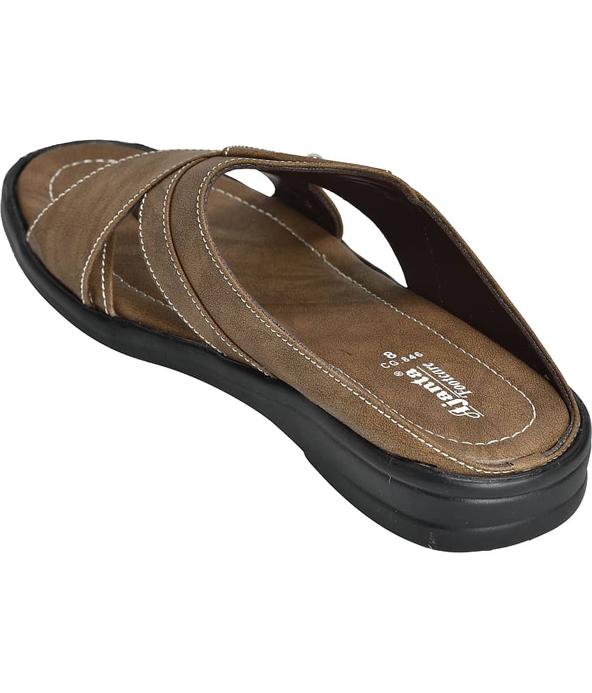 Ajanta Brown Men's Leather Slipper view 2