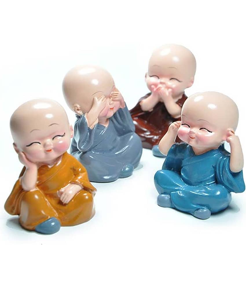 KDM - Monk Buddha Showpiece Set of 4 view 2