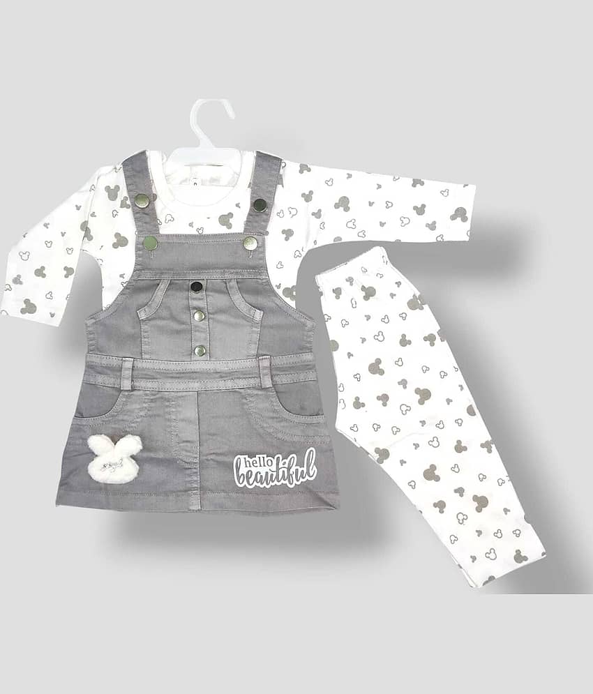 Bublee Dublee Pack of 1 Baby Girls Denim T-shirt & Capris ( Grey )