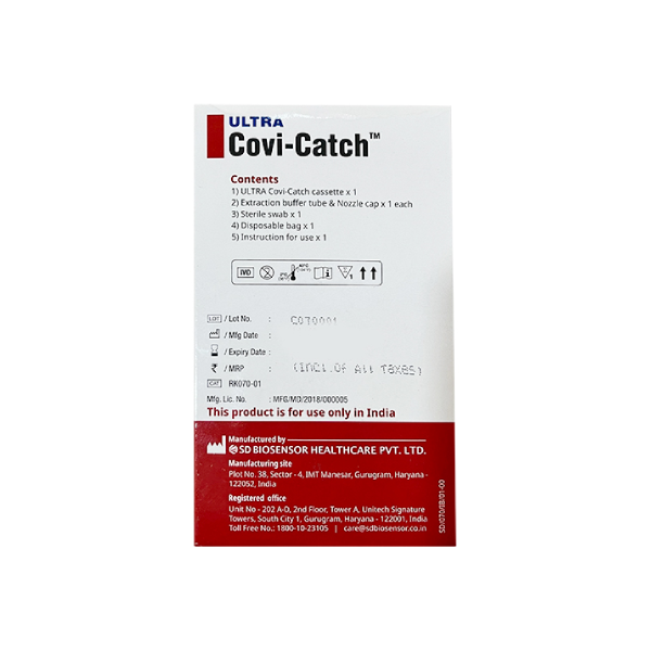 SD Biosensor Ultra Covi Catch Self Test Kit (Pre Filled Extraction Tube, Test Card, Sterile Nasal Swab, Biohazard Bag , Each 1 No) view 2