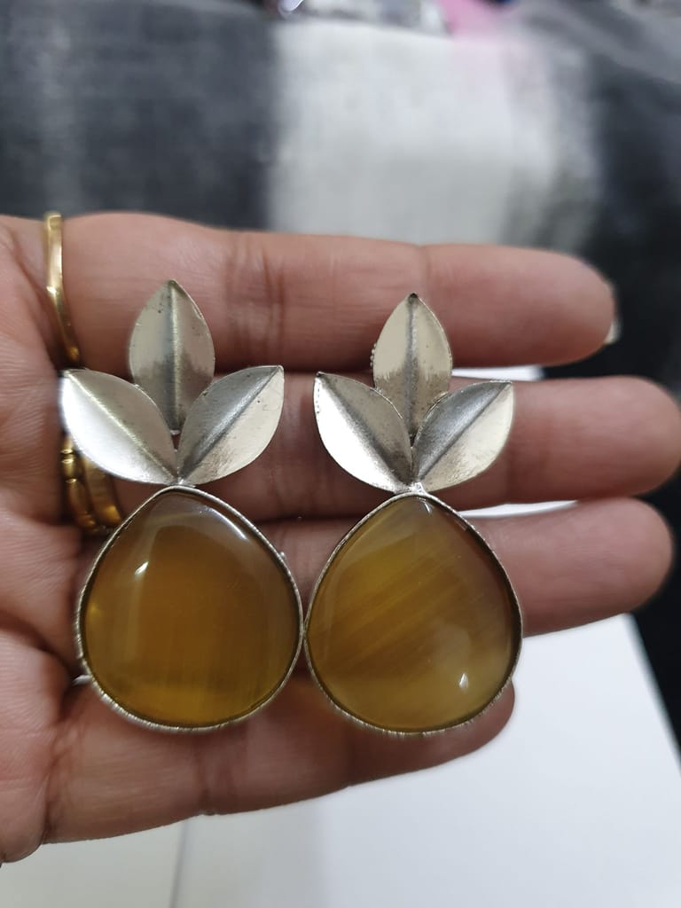German Silver Oxidized Studs Earrings view 2