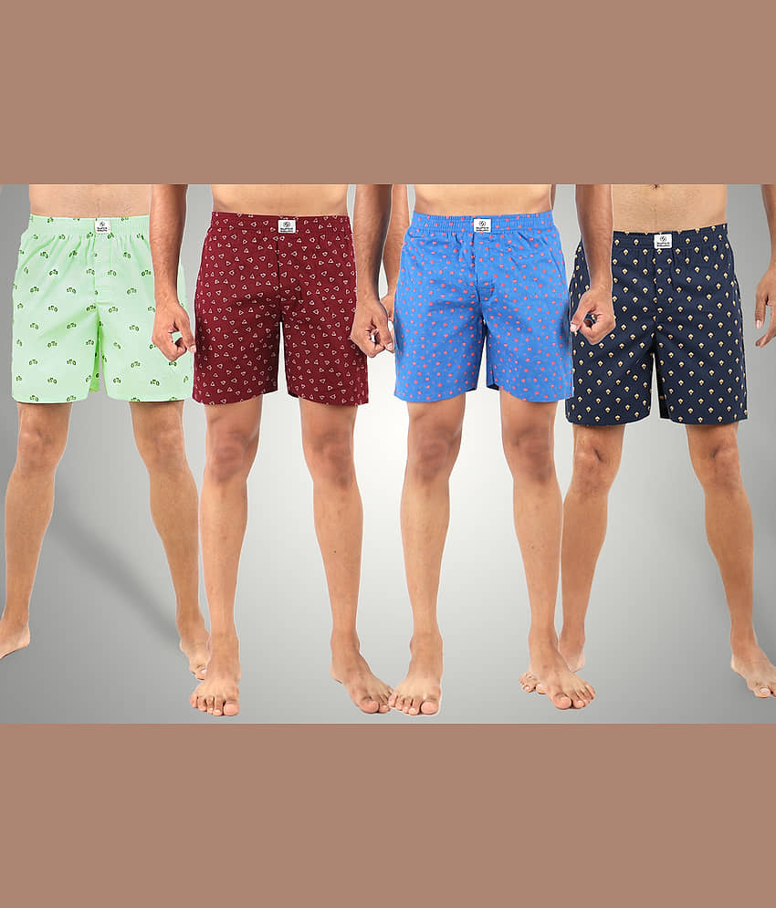 Supersquad Pack of 4 Cotton Boxers For Men's ( Assorted 10 )