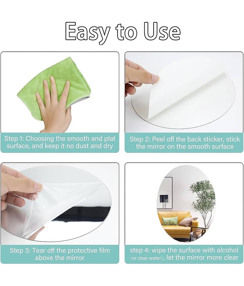 30x20 CM Self Adhesive Mirror Sticker, No Drill Easy Install Mirror Sticker For Bathroom, Bedroom, Washbasin, Home Decor ┃Mirror Glass Sticker┃Wall Mirror Sticker┃Mirror Sticker view 2
