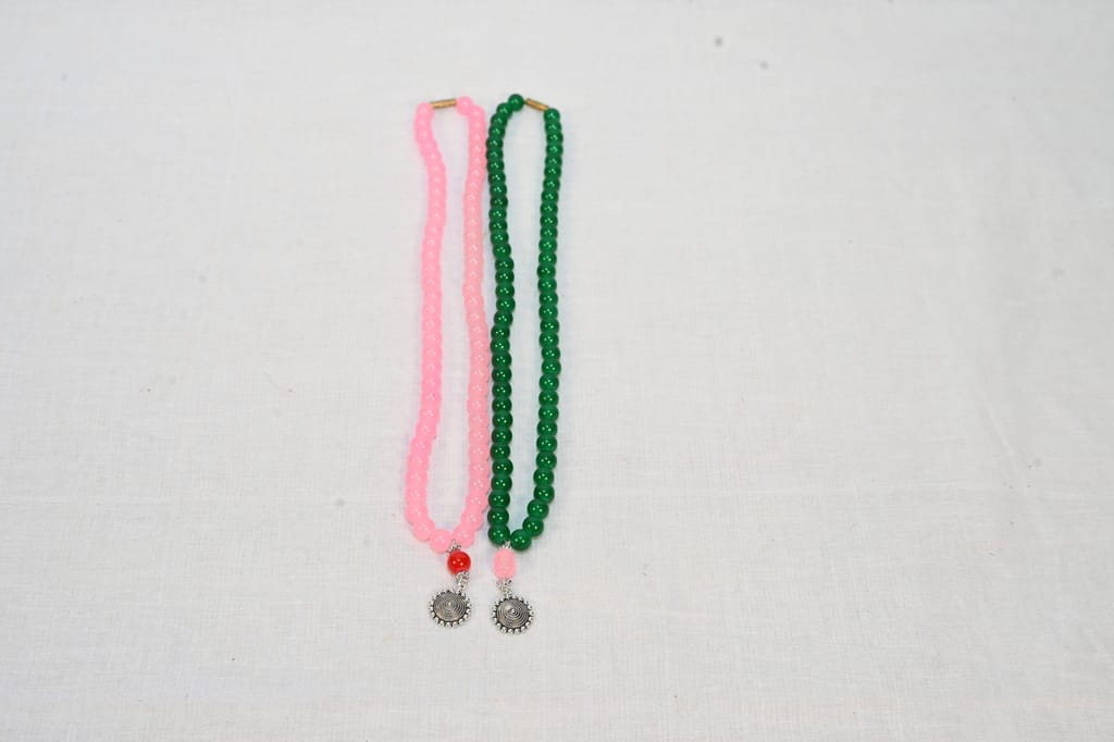 Pink and Green Beaded Necklace view 2