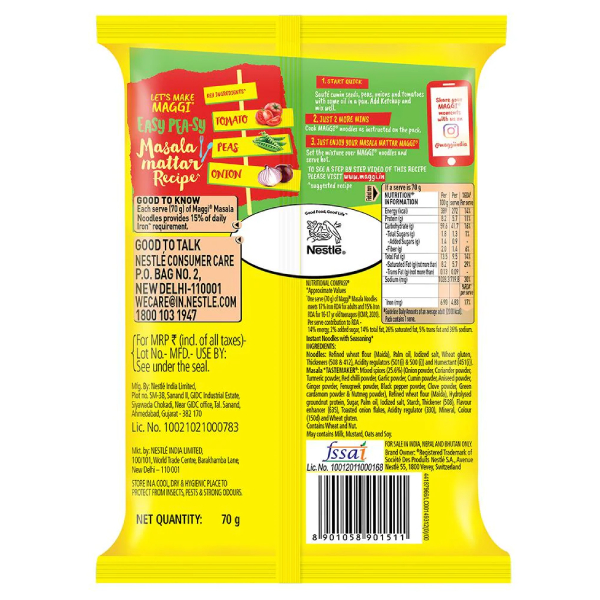 Maggi 2 Minute Masala Noodles 70 Gms view 2