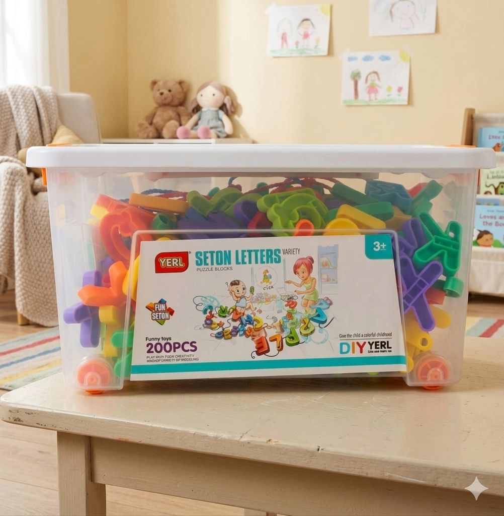 VTTOYS 200 Pcs colrful letters and Number set with storae Box